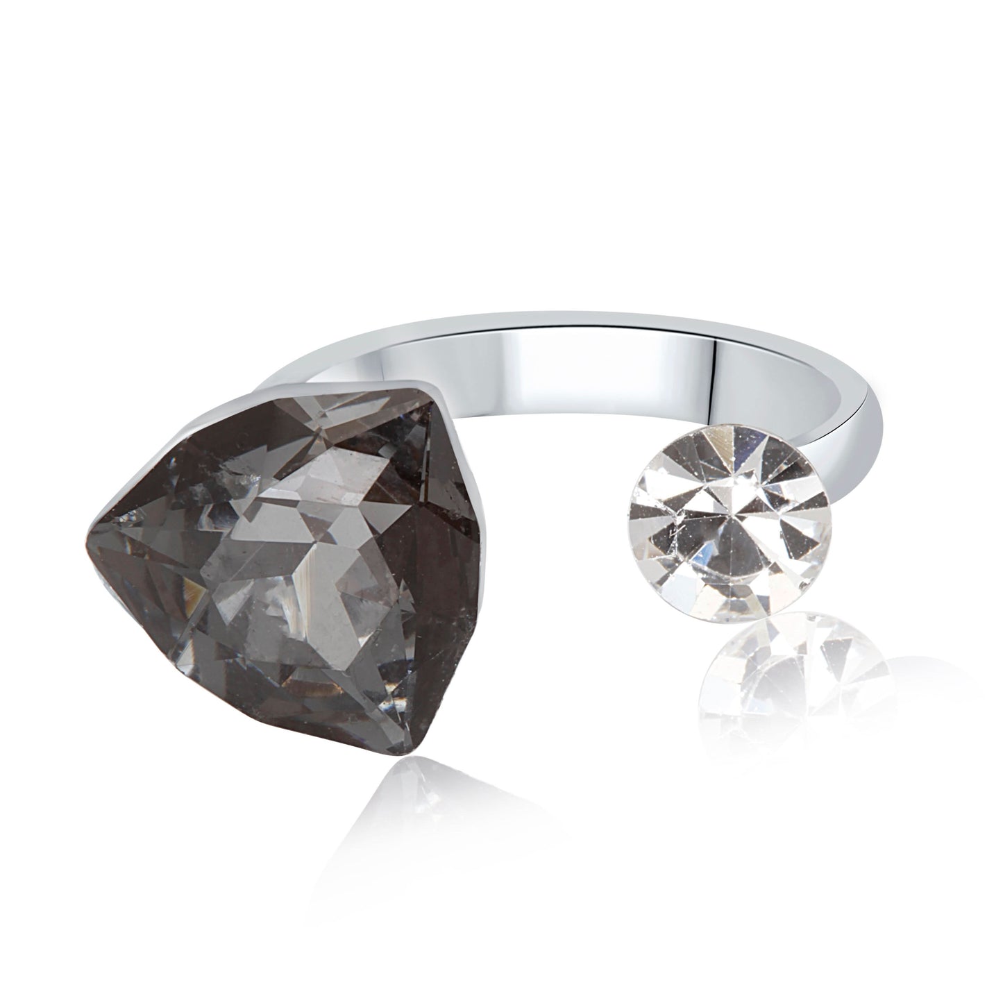 Silver Black Gemstone Duet Ring