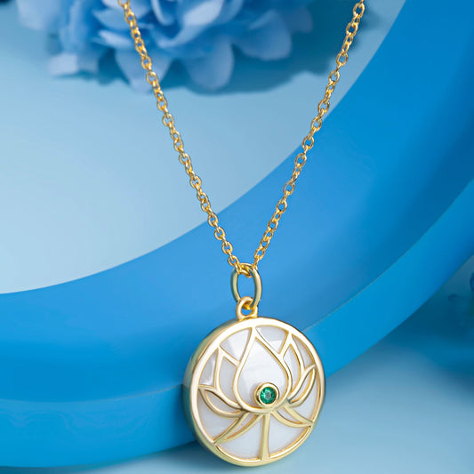 Gold Plated Divine Lotus Pendant Silvish