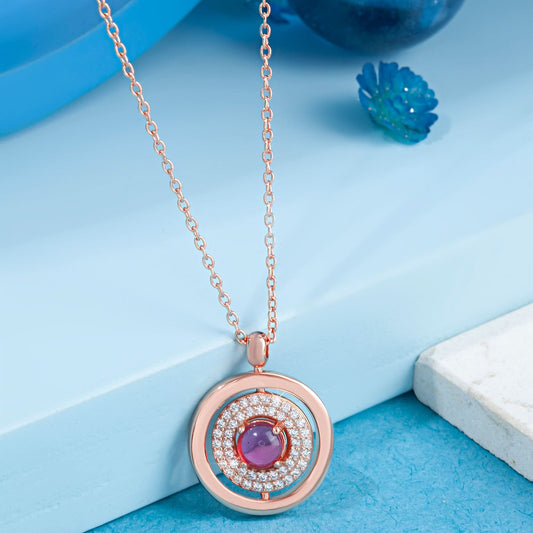 Rose Gold Ruby Queen Pendant Silvish