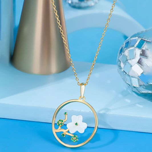 Gold Plated Ivory Garden Pendant Silvish
