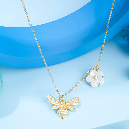 Gold Plated Royal Bee Pendant Silvish