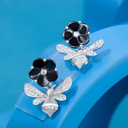 Silver Honeybee Earrings