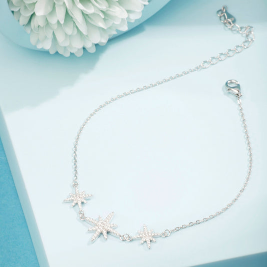 Silver Shining Star Anklet