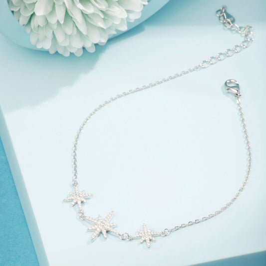 Silver Shining Star Anklet Silvish