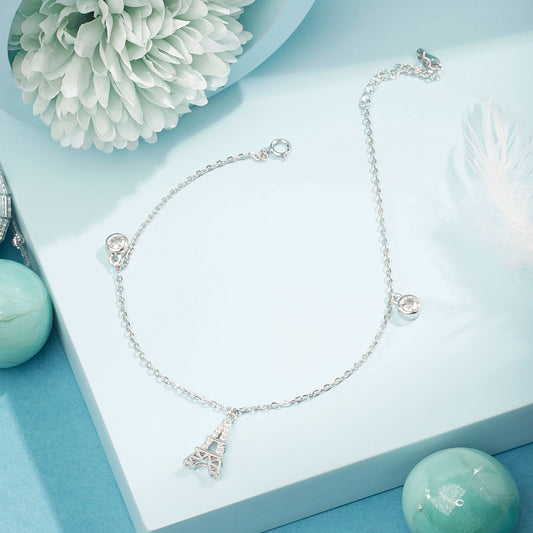 Silver Love in Paris Anklet