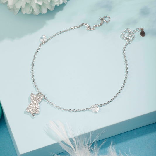 Silver Bow Dazzle Anklet