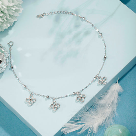 Silver Floral Anklet Silvish