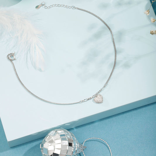 Silver The Little Heart Anklet
