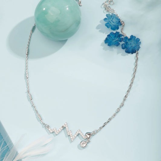 Silver The Heartbeat Anklet