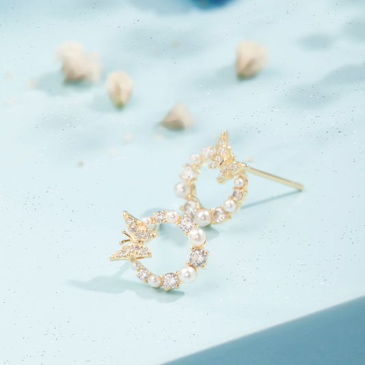 Silver Pearl Flutter Earrings