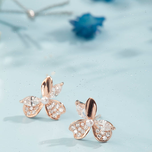 Rose Gold Bow Knot Earrings Silvish