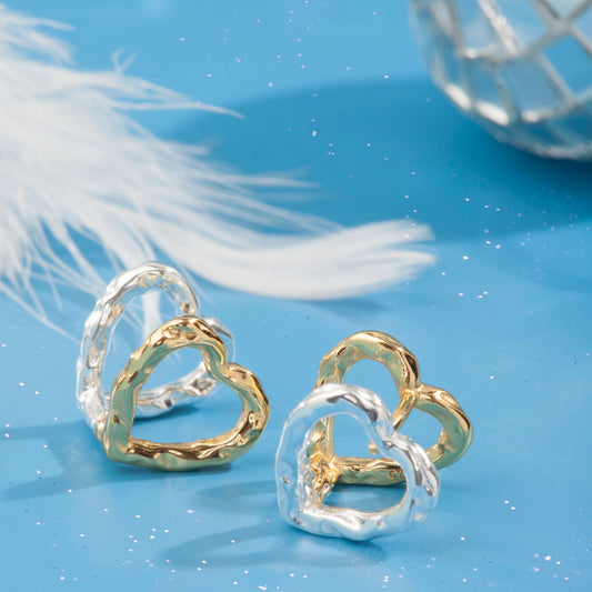Silver & Gold Heart Earrings Silvish