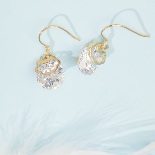 Gold Plated Sterling Diamond Stone Earrings Silvish