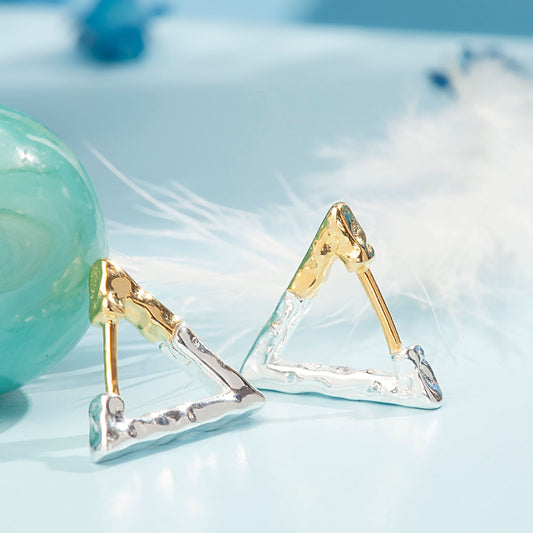 Silver & Gold Triangle Earrings Silvish
