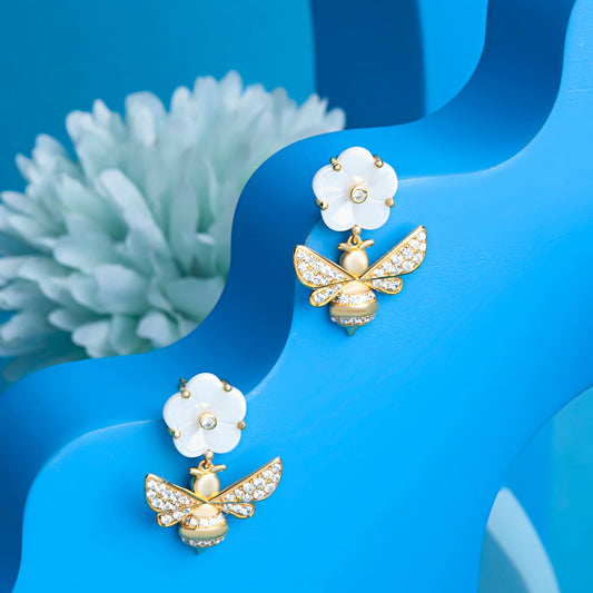 Gold Plated Honeybee Earrings Silvish