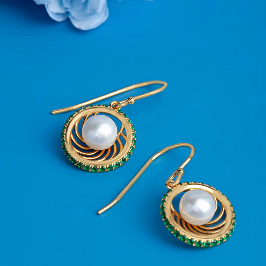 Gold Plated Pearl Swirl Earrings Silvish