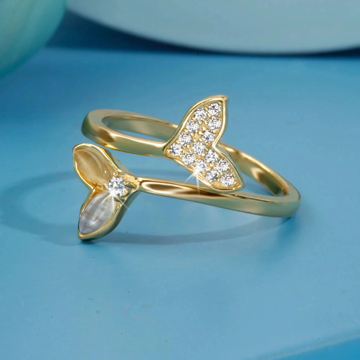 Gold Plated Golden Fishtail Ring Silvish