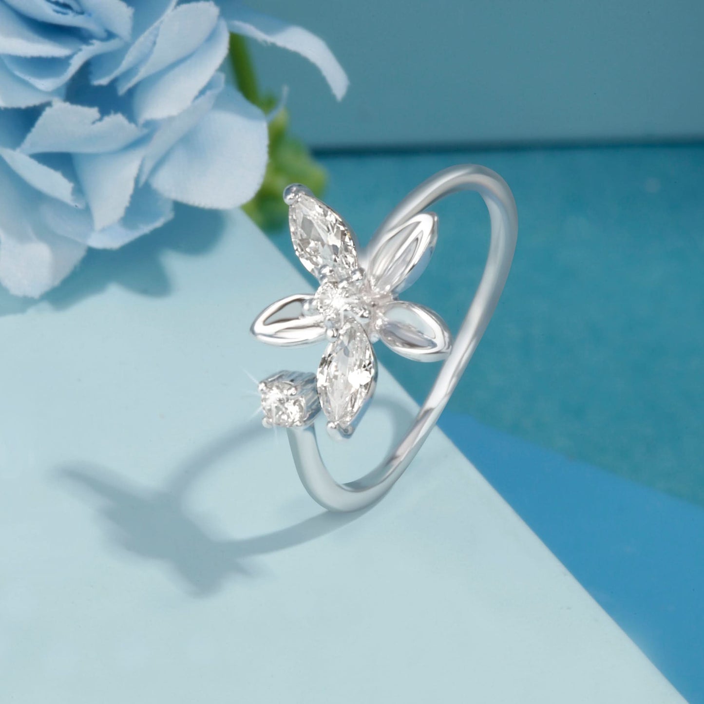 Silver Blooming Charm Ring