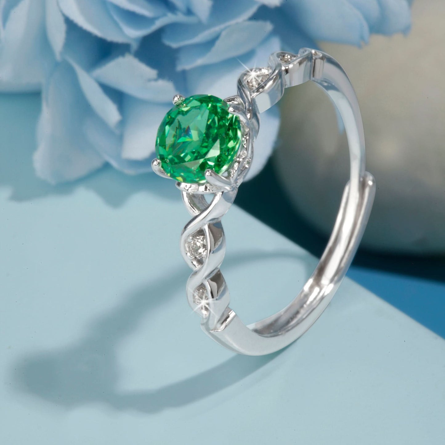 Silver Green Oasis Ring