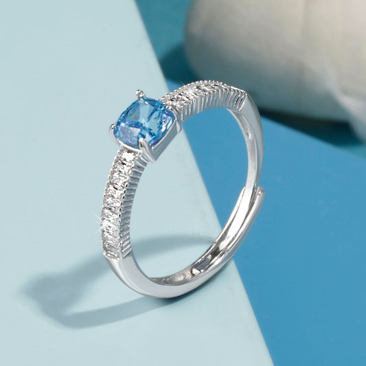 Silver Crystal Blue Ring Silvish