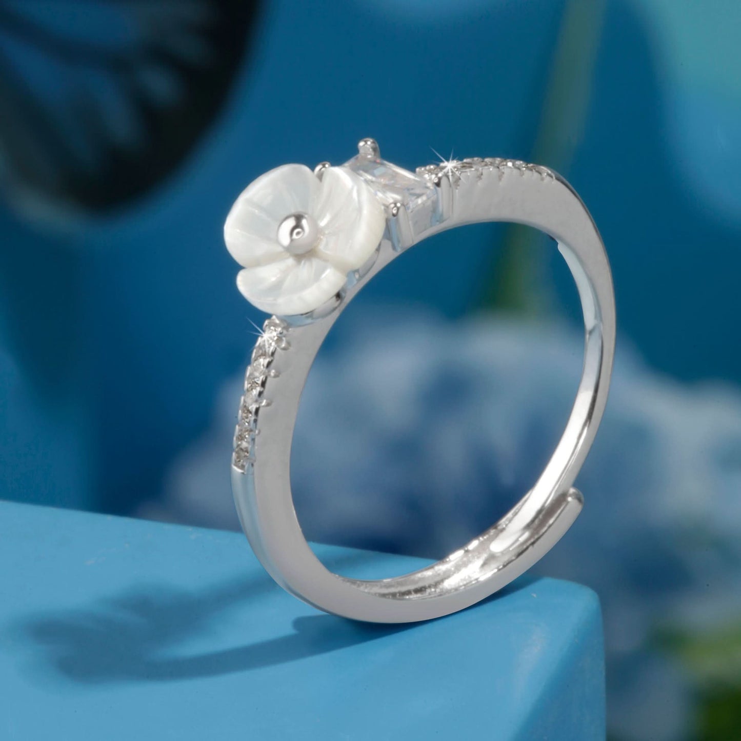 Silver Ivory Blossom kids Ring