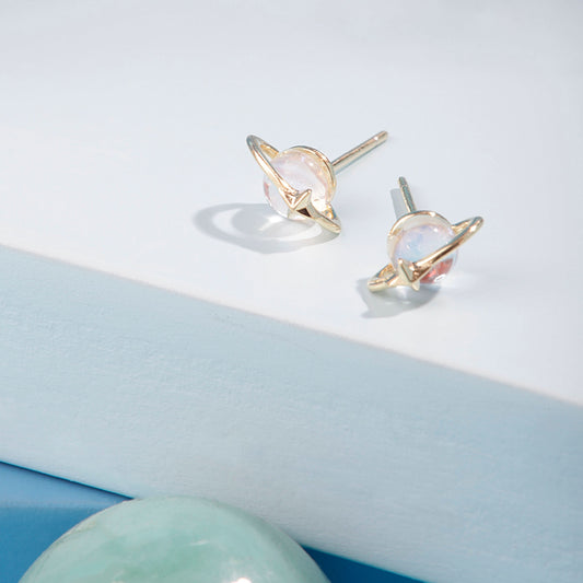 Gold Plated Transparent Saturn Earrings