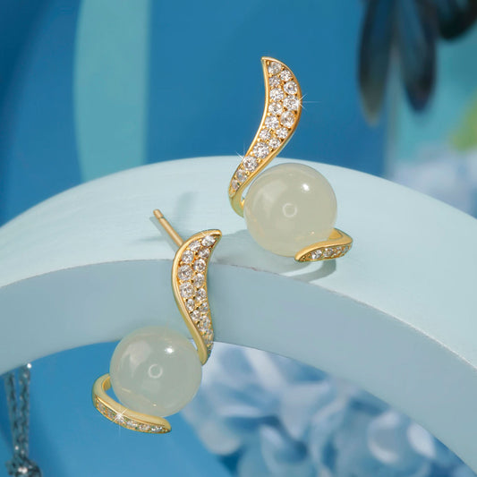 Gold Plated Exquisite Moonstone Earrings