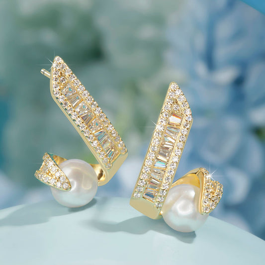 Gold Plated Ethereal Pearl Earrings Silvish