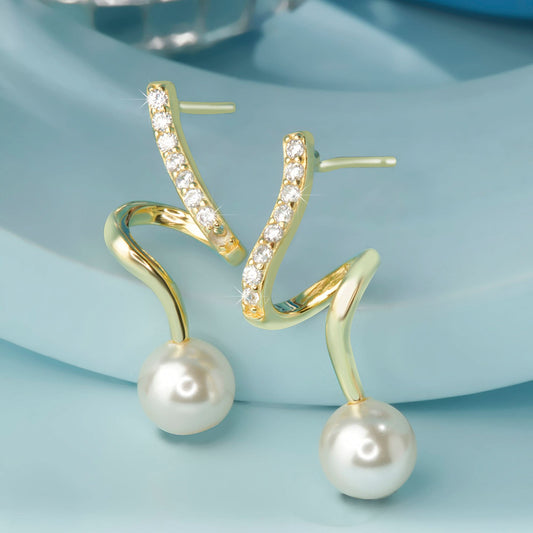 Gold Plated Pearl Cascade Earrings Silvish
