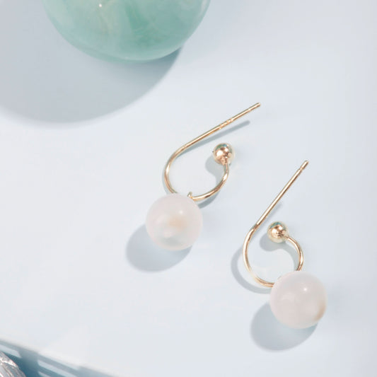 Gold Plated Beautiful White Moonstone Earrings