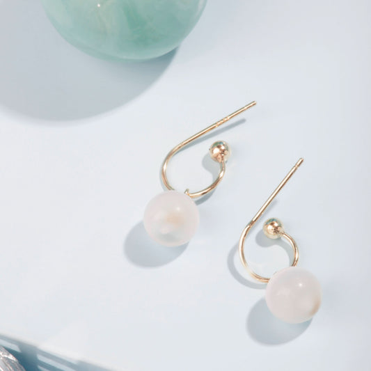 Gold Plated Beautiful White Moonstone Earrings Silvish