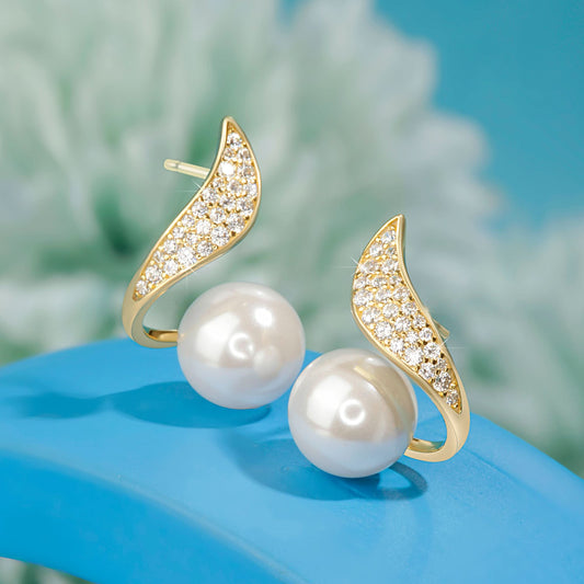 Gold Plated Delicate Pearl Earrings Silvish