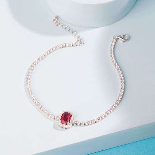 'Starlit Red Ruby' Silver Bracelet Silvish