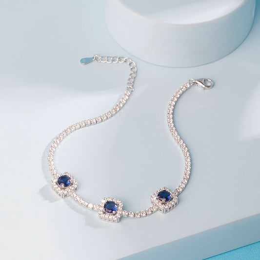 Silver Radiant Blue Trinket Gemstone Bracelet