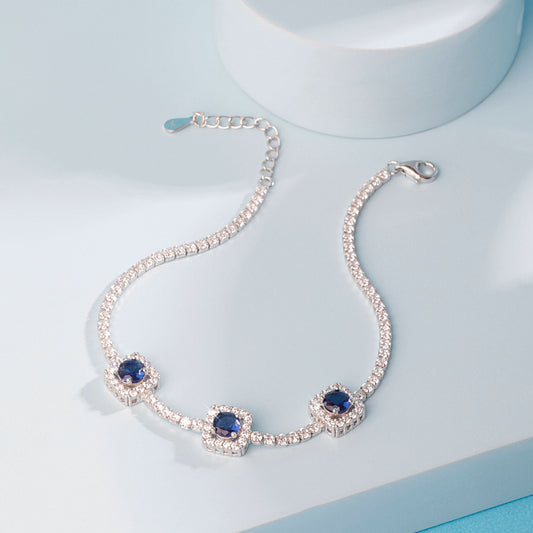 Silver Radiant Blue Trinket Gemstone Bracelet Silvish