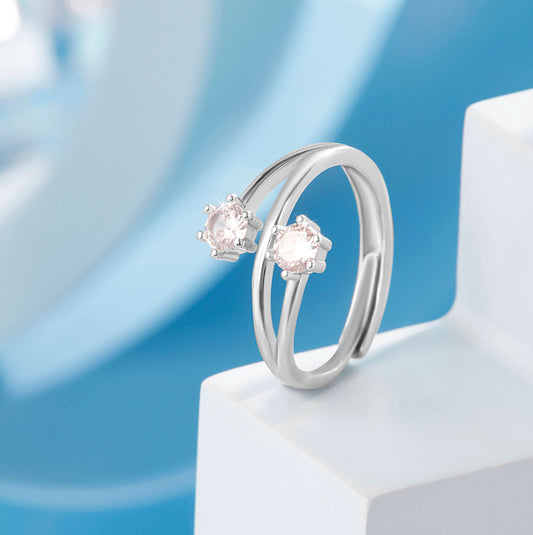 Silver Grown Stones Promise Ring