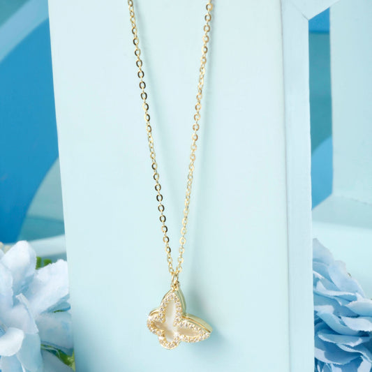 Gold Plated Beautiful MOP Butterfly Pendant Silvish