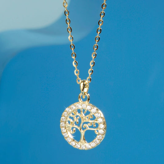 Gold Plated Golden Tree of Life Pendant Silvish