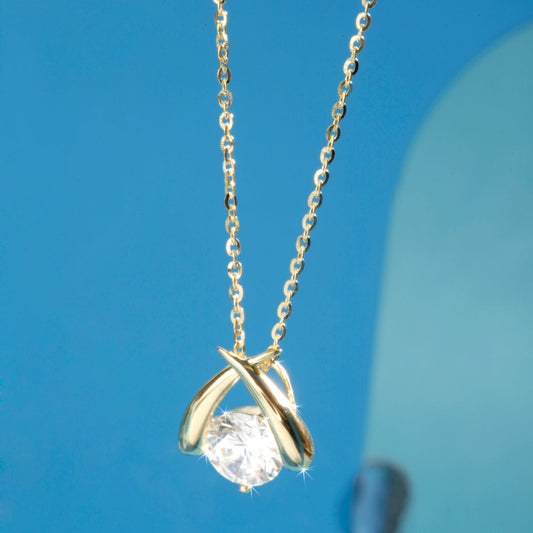 Gold Plated Golden Radiance Diamond Pendant Silvish