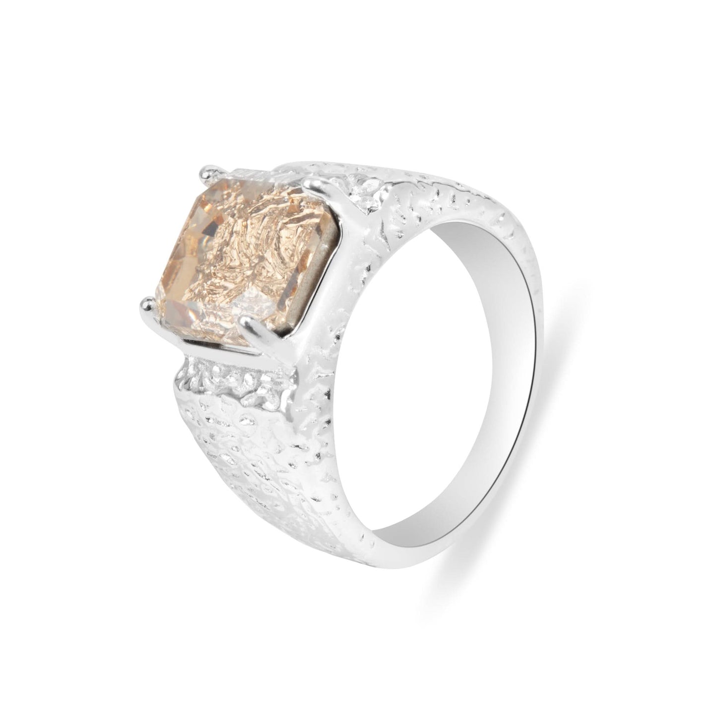 Silver Cubic zircon Urban Yellow Gem Ring