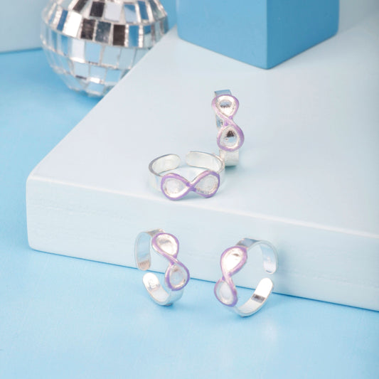 Silver Purple Infinity Toe Rings