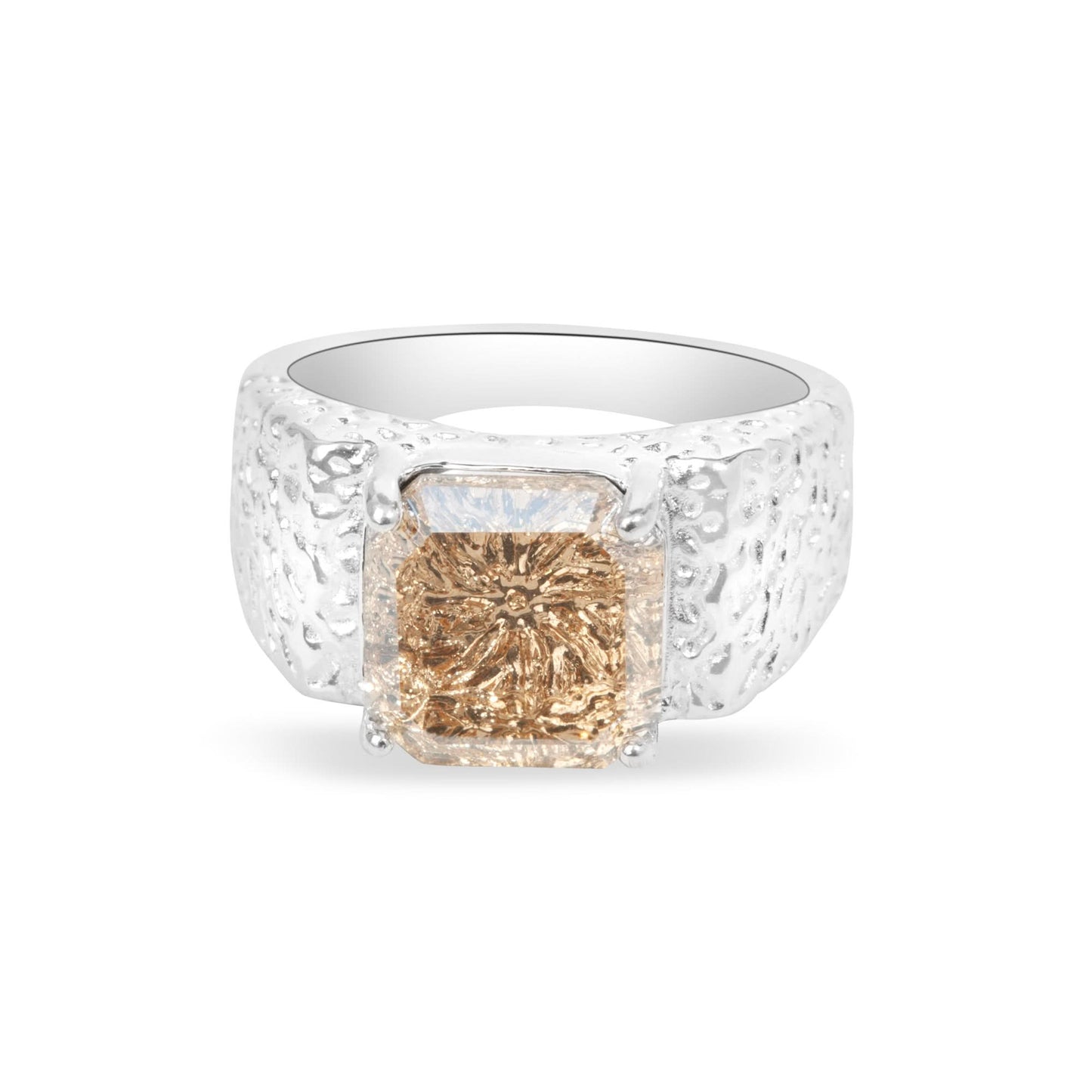 Silver Cubic zircon Urban Yellow Gem Ring