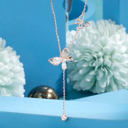 Rose Gold Beauty of Butterflies Pendant Silvish