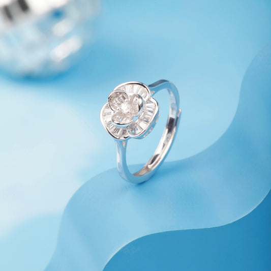 Silver Sterling Floral Ring