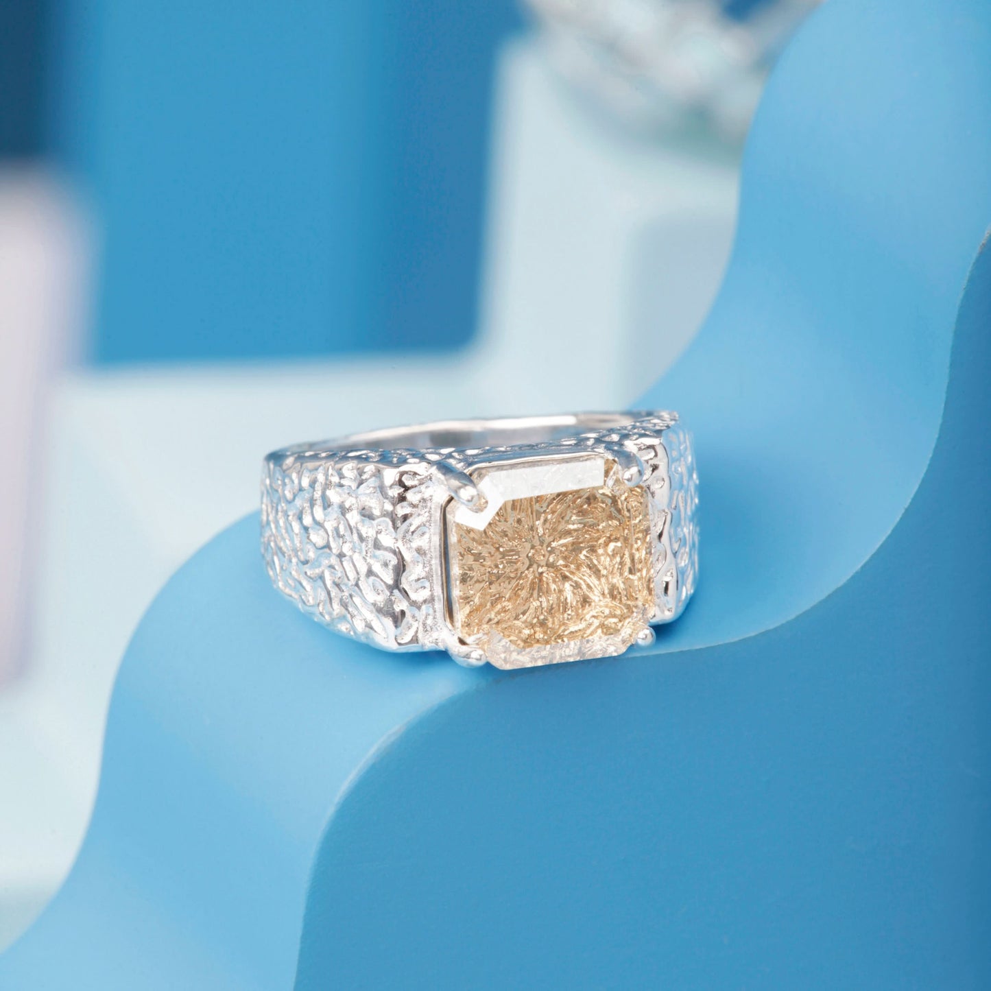 Silver Cubic zircon Urban Yellow Gem Ring