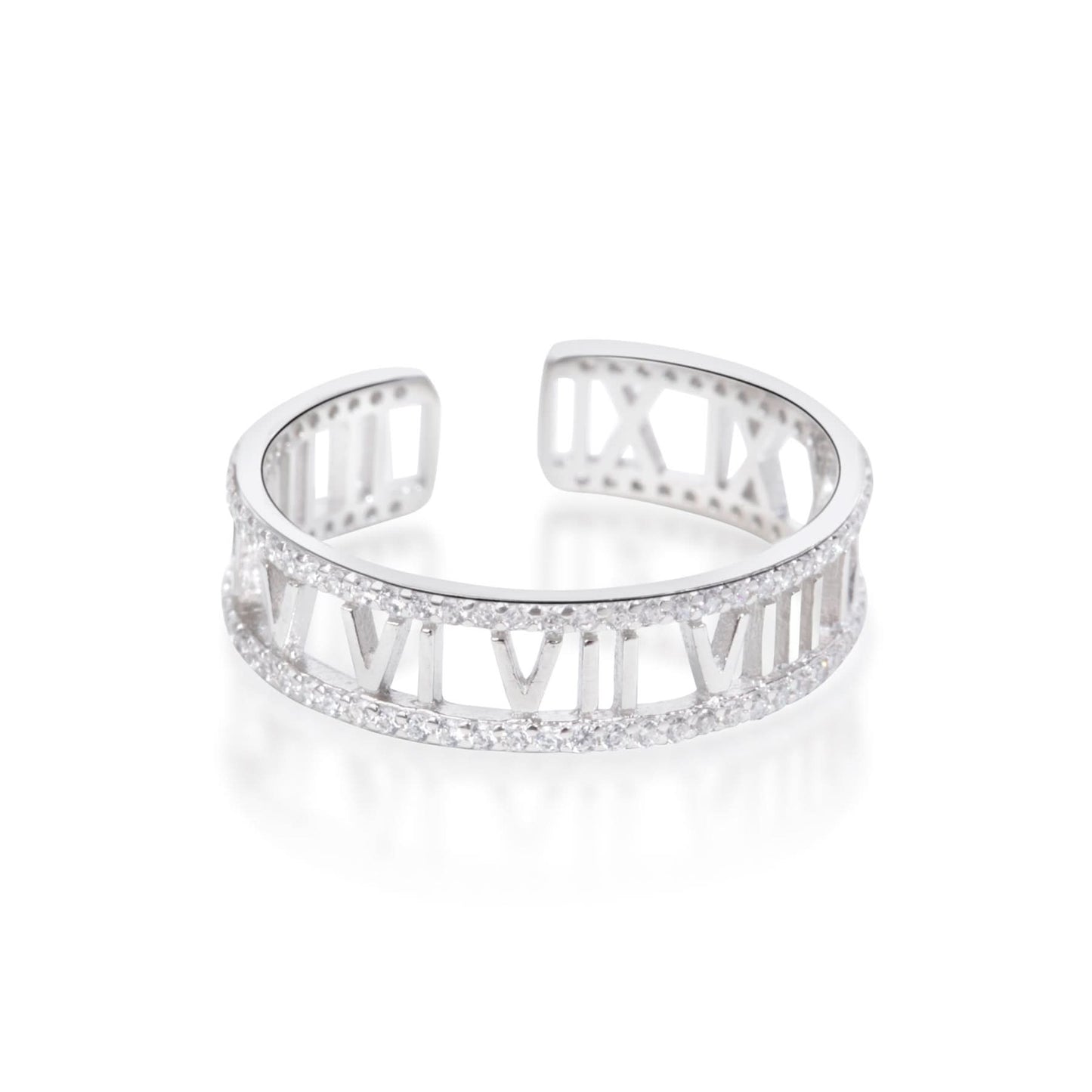 Silver Numeral Design Open Ring