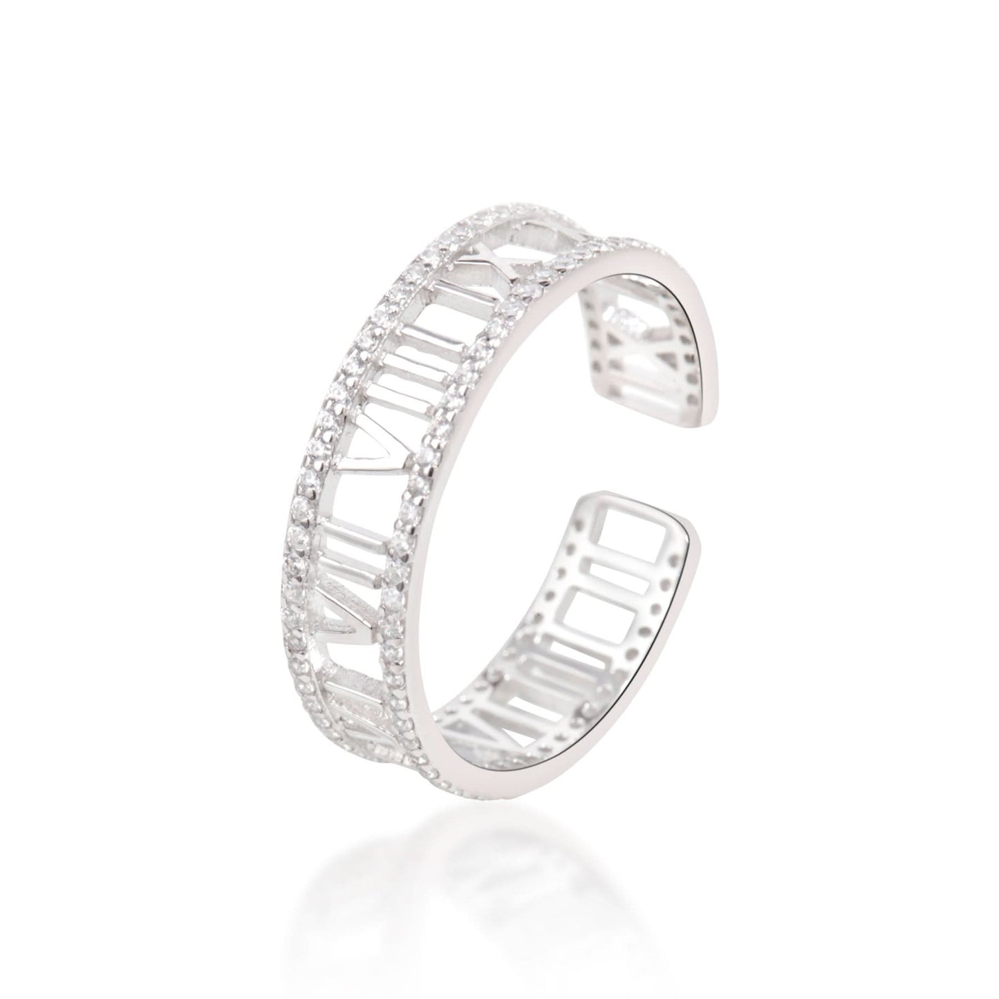 Silver Numeral Design Open Ring