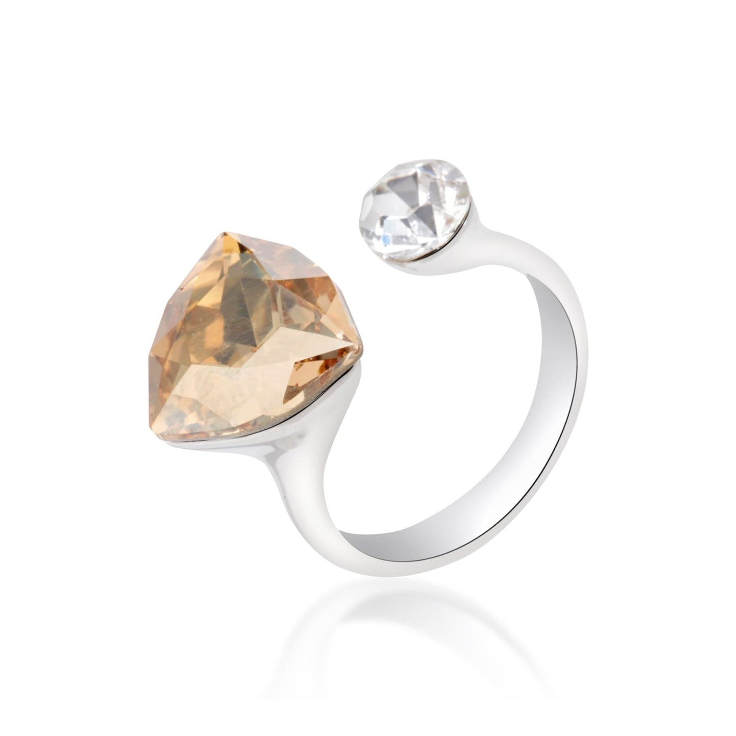 Silver Gemstone Duet Ring