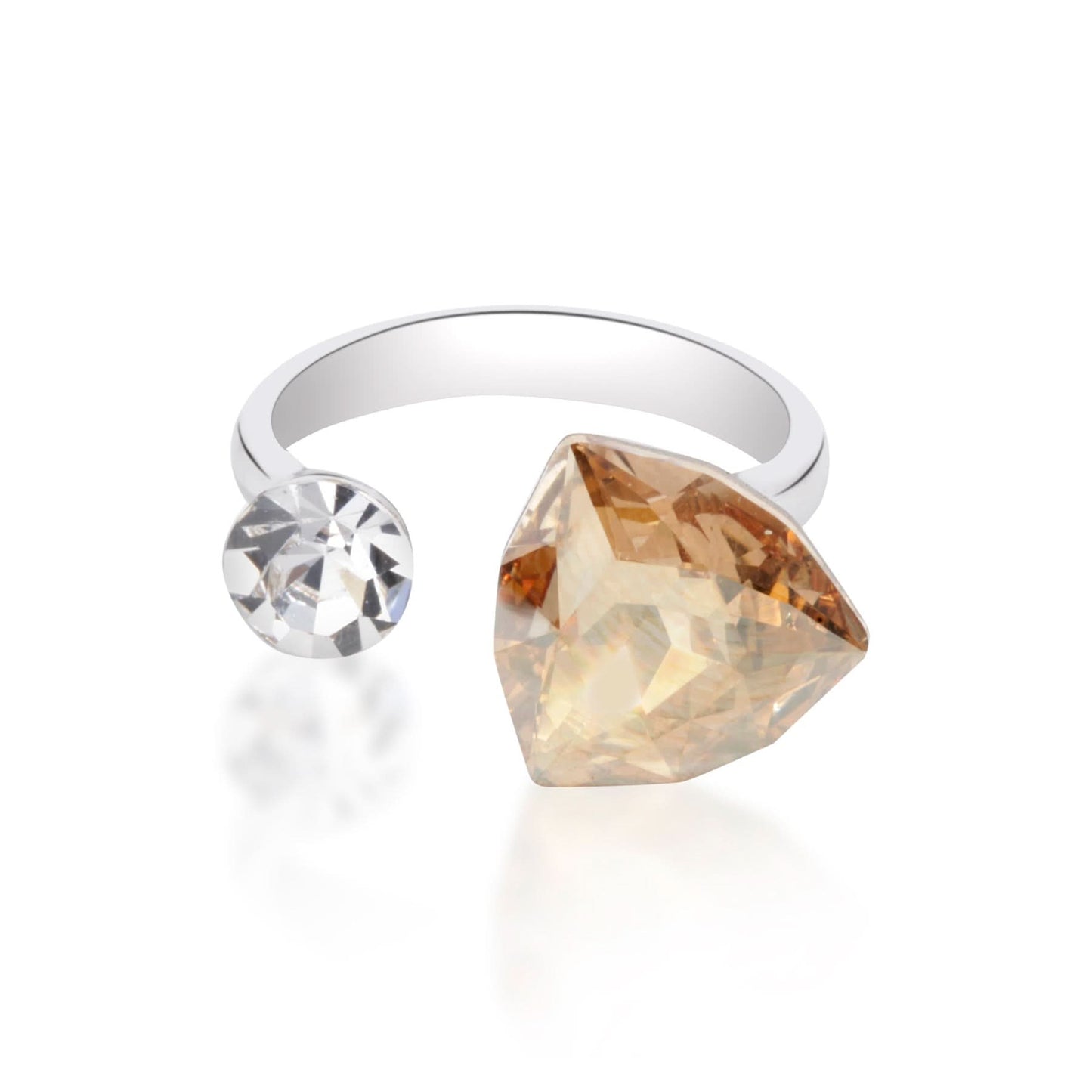 Silver Gemstone Duet Ring
