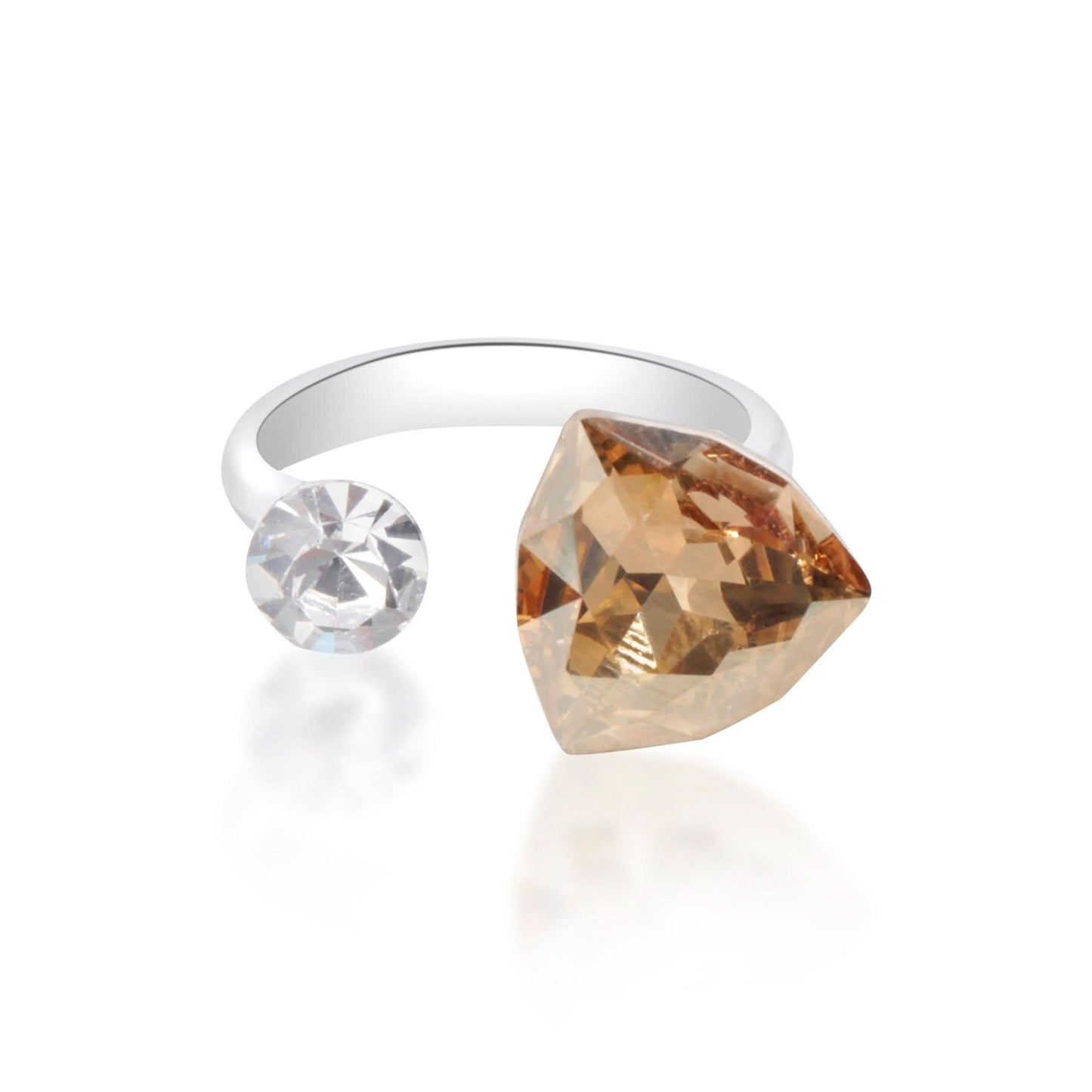 Silver Gemstone Duet Ring